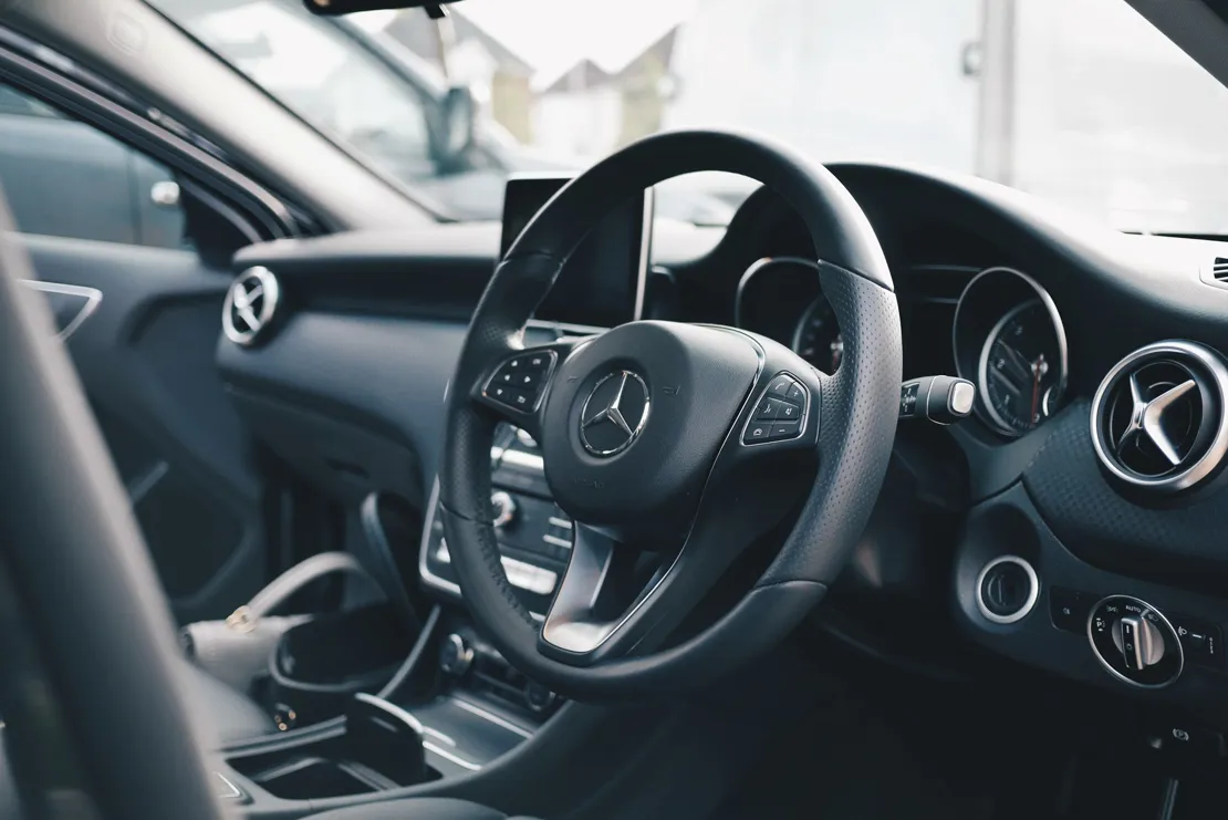 Black Mercedes-Benz car interior