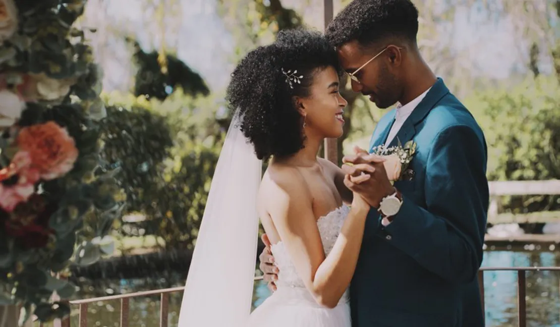 young couple on their wedding day