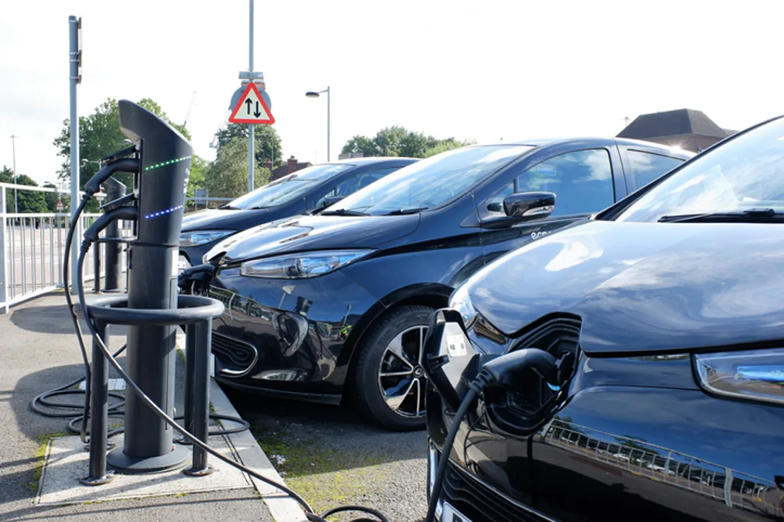 E Car Hire Vehicles At Electric Charging Points At Watford Town Hall Car Park